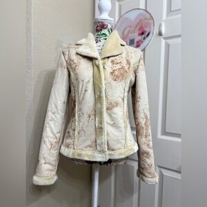 Elegant Cream and Tan Teddy Jacket